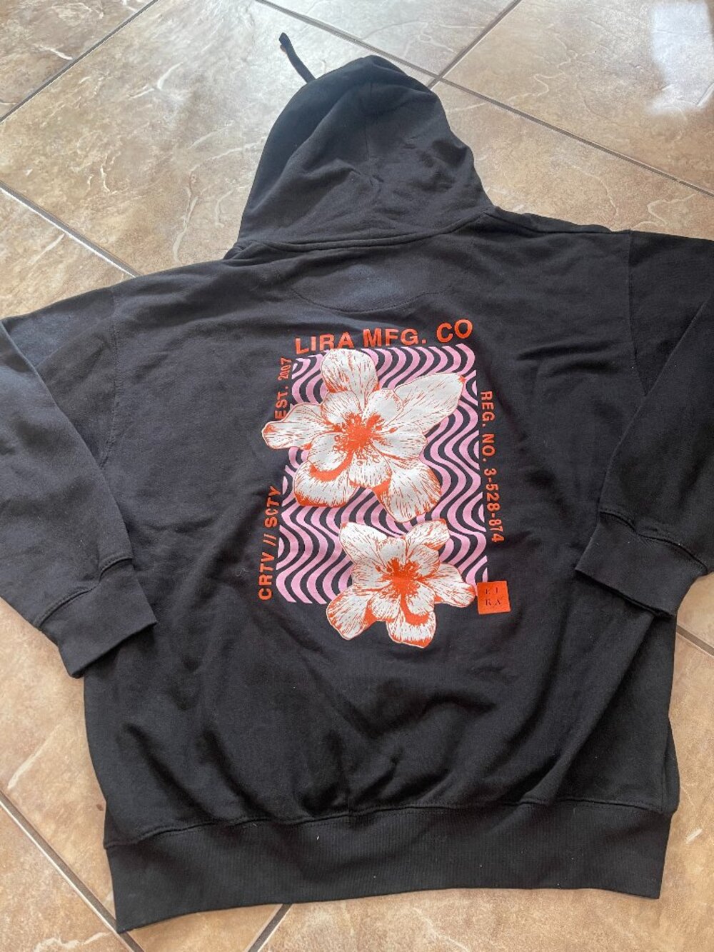 Lira MFG Co Floral Graphic Skate Streetwear Hoodie Men’s L